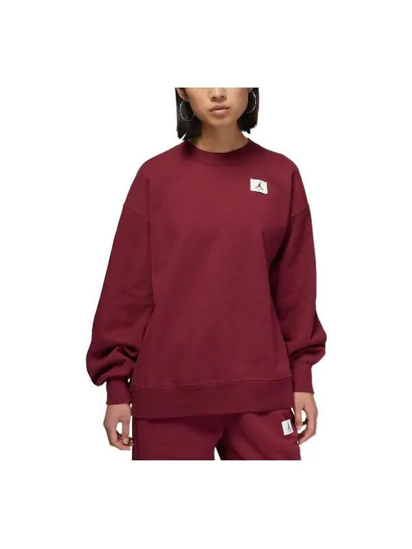 Толстовка (WMNS) Air Jordan Flight Fleece Crew 'Claret' — изображение 1 из 3, красный