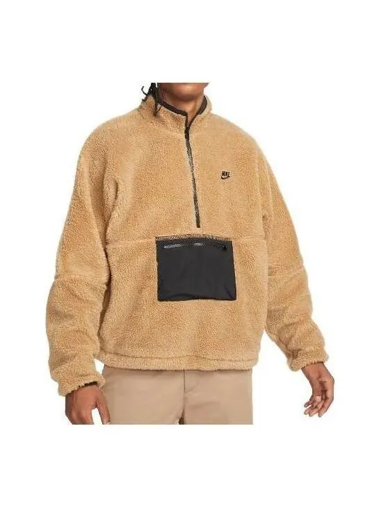 Куртка Nike 1/2-Zip Anorak Club Fleece Sherpa Jacket 'Brown' — изображение 1 из 3, коричневый