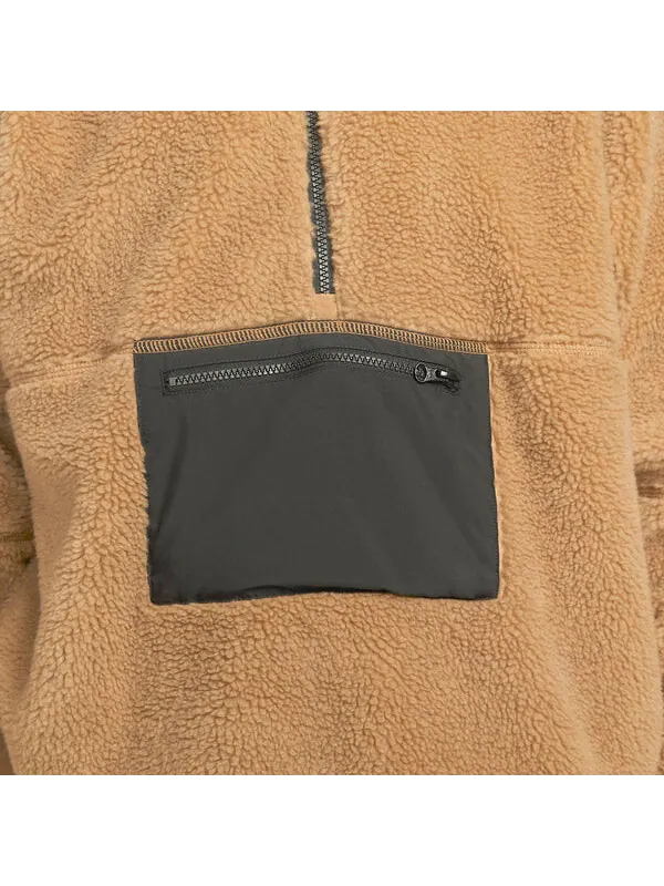 Куртка Nike 1/2-Zip Anorak Club Fleece Sherpa Jacket 'Brown' — изображение 2 из 3, коричневый