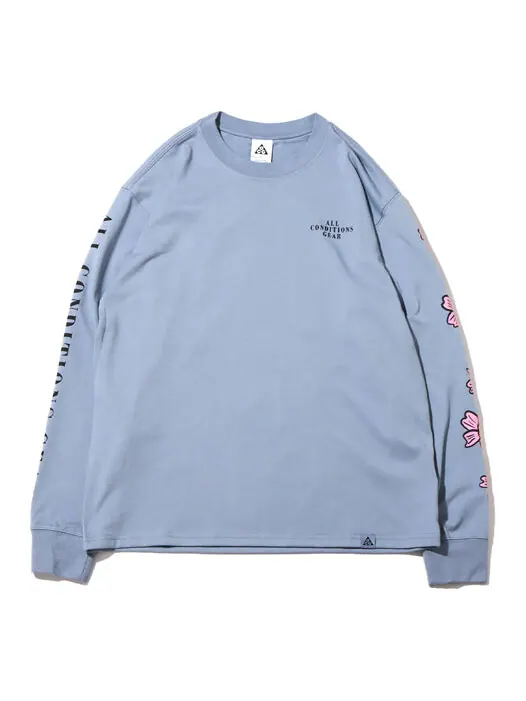 Футболка Nike ACG SS22 Flowers Alphabet Printing Casual Long Sleeves Blue — изображение 1 из 4, мульти