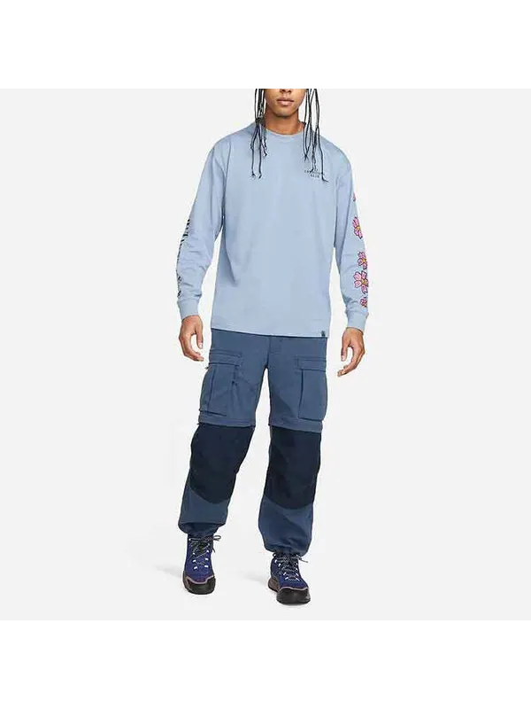 Футболка Nike ACG SS22 Flowers Alphabet Printing Casual Long Sleeves Blue — изображение 3 из 4, мульти