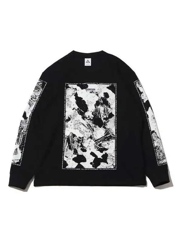 Толстовка Men's Nike SS22 ACG Large Abstract Rock Pattern Printing Round Neck Pullover Black — изображение 1 из 4, мульти