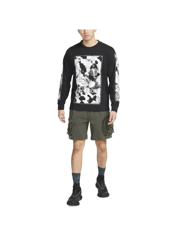 Толстовка Men's Nike SS22 ACG Large Abstract Rock Pattern Printing Round Neck Pullover Black — изображение 3 из 4, мульти