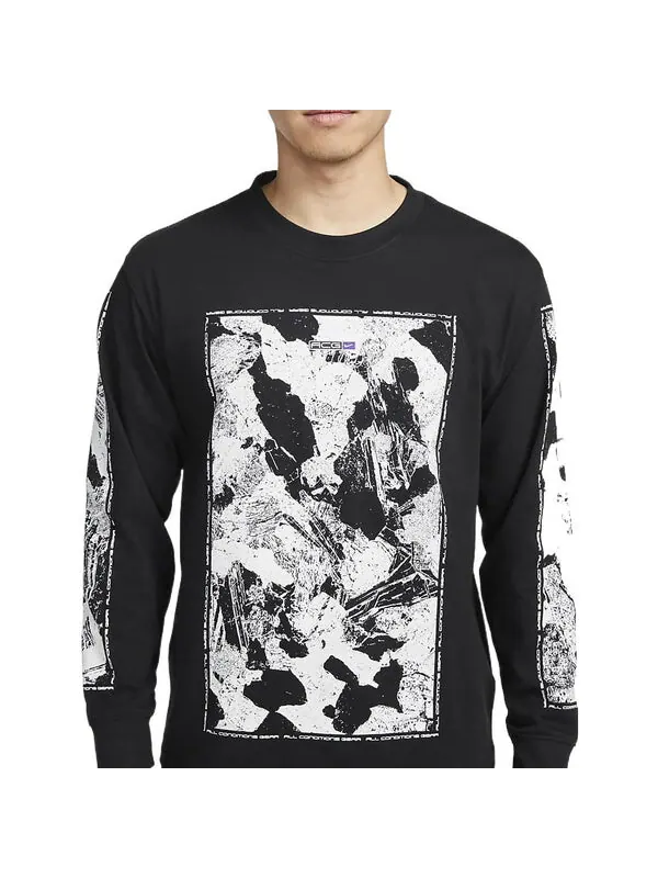 Толстовка Men's Nike SS22 ACG Large Abstract Rock Pattern Printing Round Neck Pullover Black — изображение 4 из 4, мульти