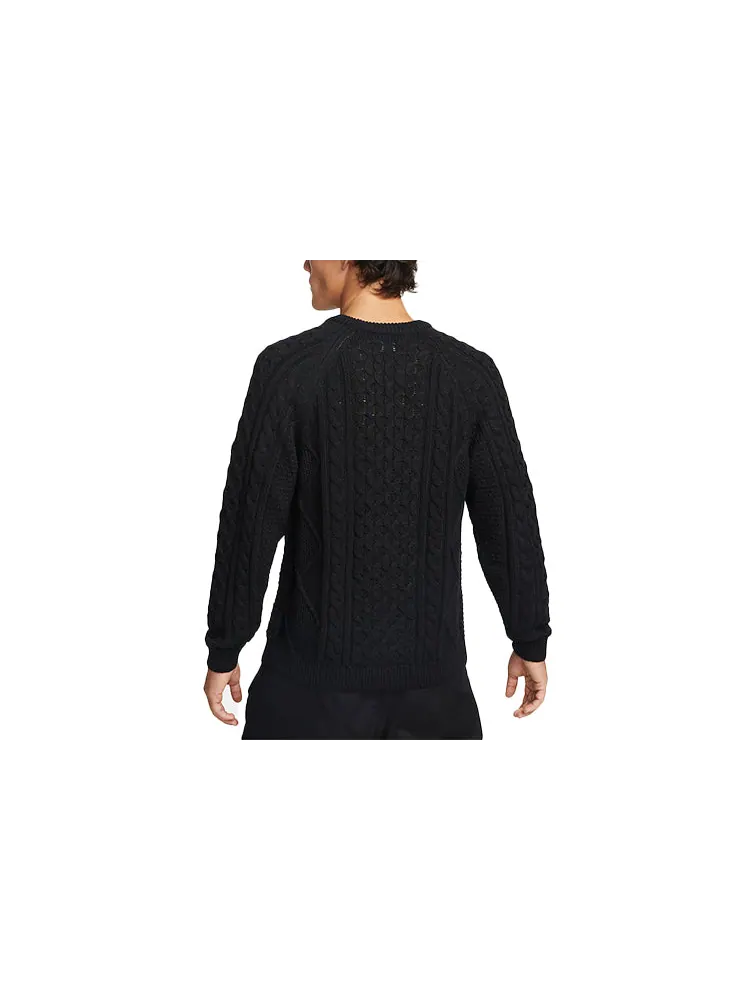 Свитер Nike Solid Color Round Neck Knit Long Sleeves Wool Sweater Men's Black — изображение 2 из 3, черный