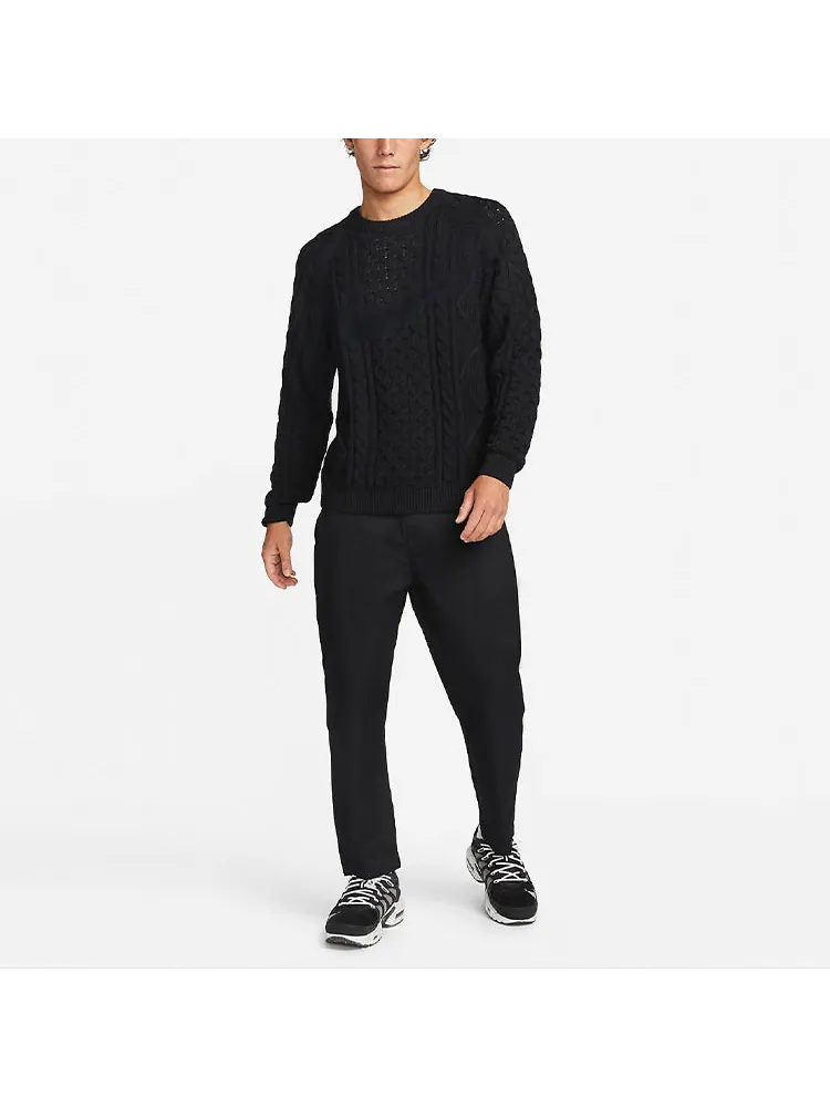 Свитер Nike Solid Color Round Neck Knit Long Sleeves Wool Sweater Men's Black — изображение 3 из 3, черный