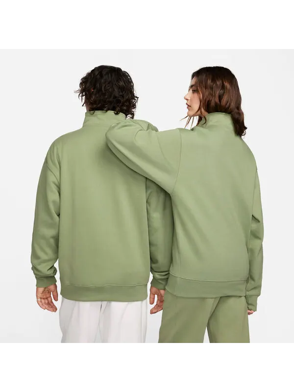 Толстовка solo swoosh quarter-zip sweayshirt 'oil green' Nike — изображение 2 из 2, зеленый/белый