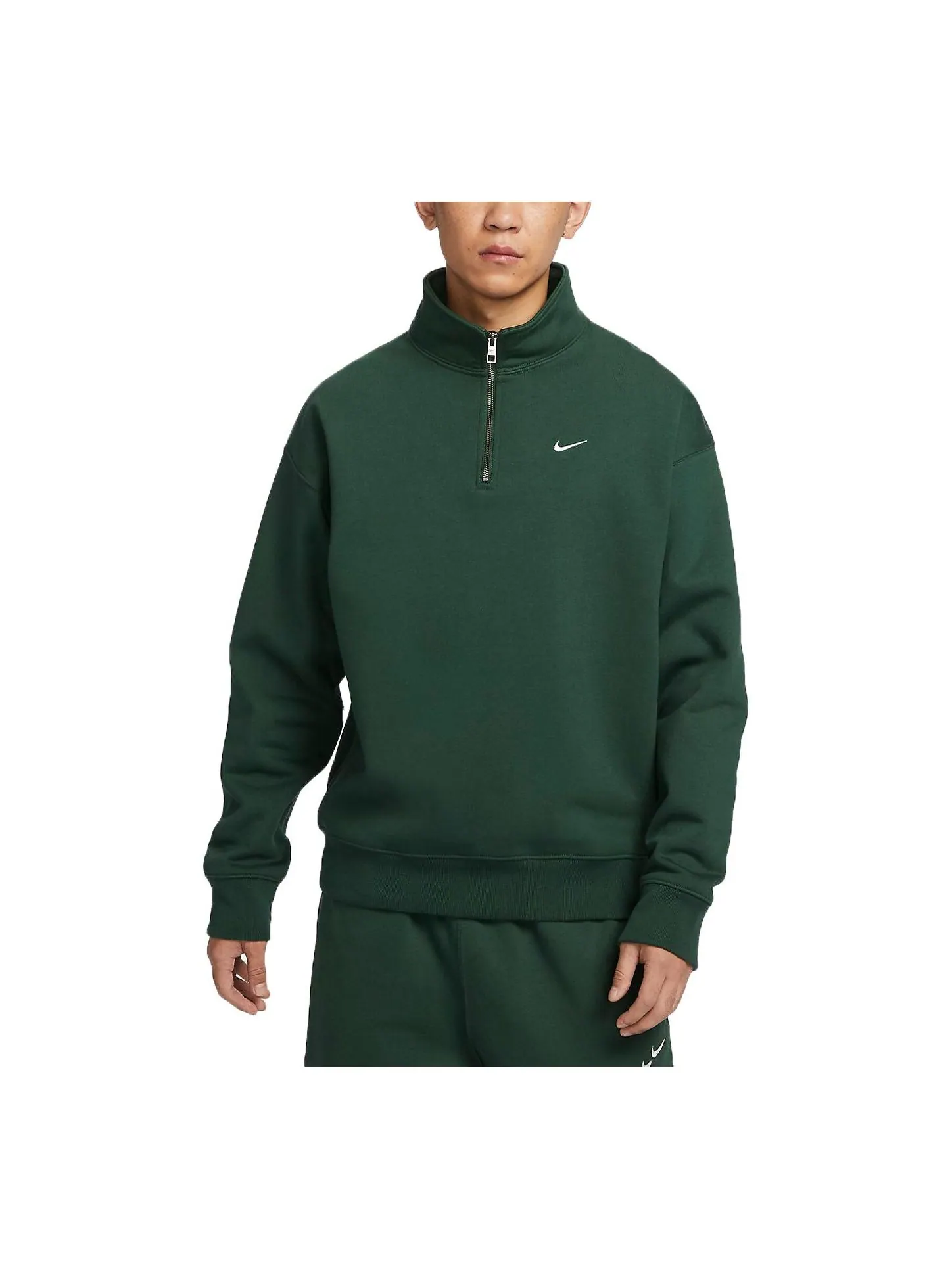 Спортивная толстовка Nike Solo Swoosh 1/4 Zip Sweatshirt (Asia Sizing) 'Green' DQ5210-323 — изображение 1 из 3, зеленый