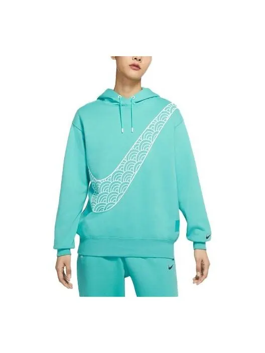 Свитер cny new year's edition hoodie fleece loose knit sports blue green Nike — изображение 1 из 3, синий, зеленый