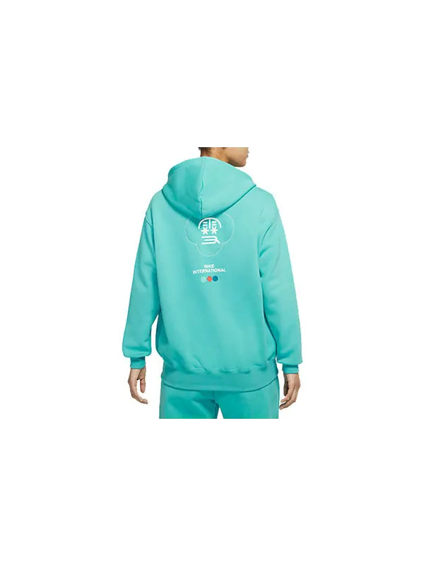 Свитер cny new year's edition hoodie fleece loose knit sports blue green Nike — изображение 2 из 3, синий, зеленый