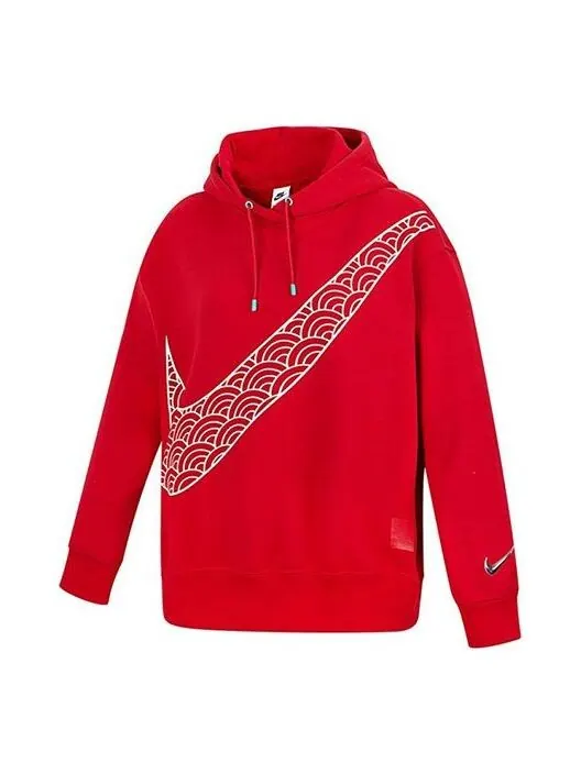 Свитер cny new year's edition hoodie fleece loose knit sports gym red Nike — изображение 1 из 4, красный
