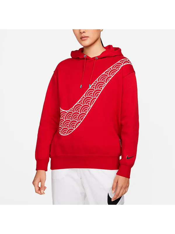 Свитер cny new year's edition hoodie fleece loose knit sports gym red Nike — изображение 3 из 4, красный