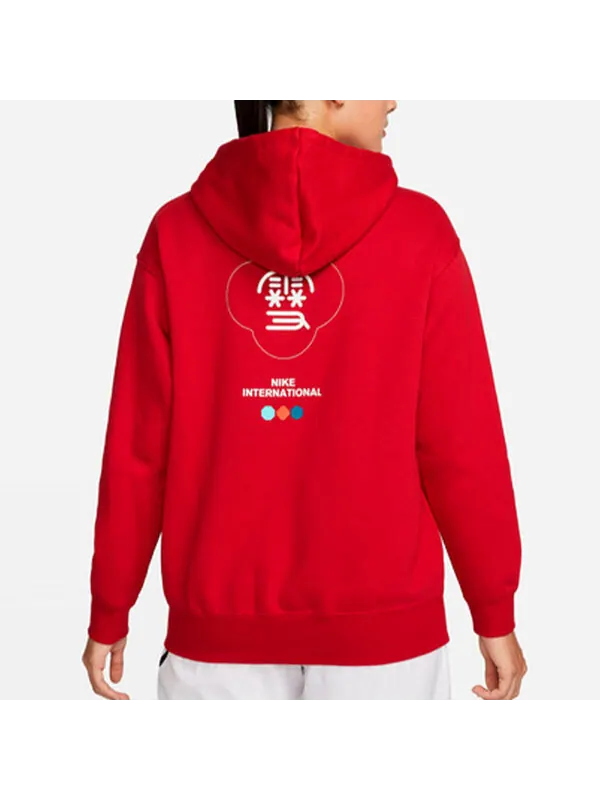 Свитер cny new year's edition hoodie fleece loose knit sports gym red Nike — изображение 4 из 4, красный