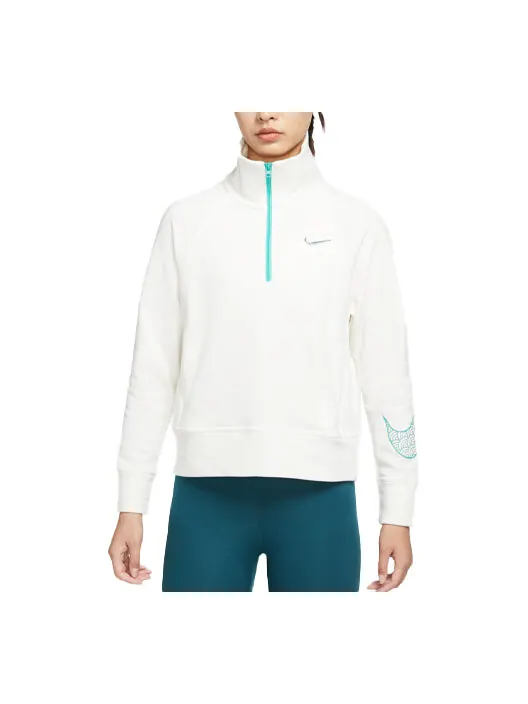 Свитер cny new year's edition casual sports solid color half zipper stand collar hoodie jacket sail white Nike, белый