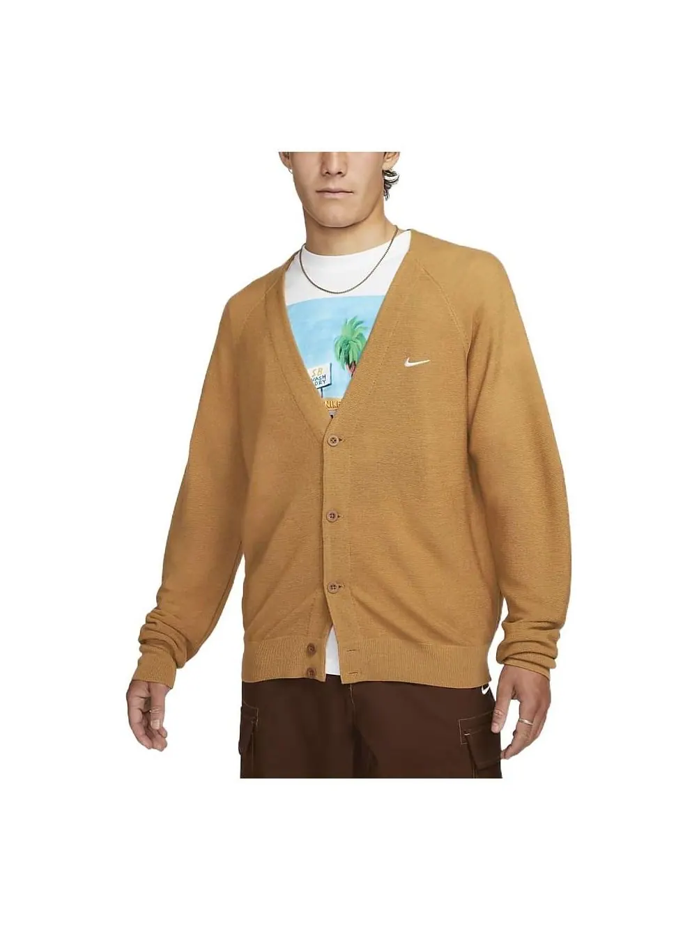 Кардиган Nike Logo Cardigan 'Brown Beige' — изображение 1 из 3, желтый