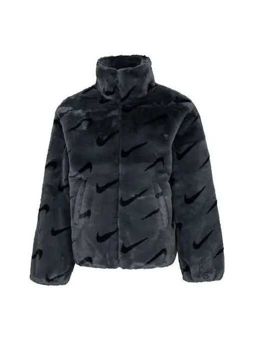 Куртка Nike Sportswear Printed Plush — изображение 1 из 4, темный серый