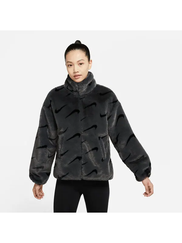 Куртка Nike Sportswear Printed Plush — изображение 2 из 4, темный серый