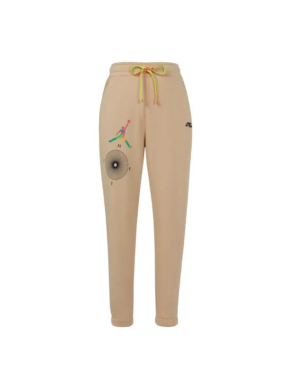 Брюки Air Jordan Word Embroidered Drawstring Casual Joggers/Pants/Trousers Men's Brown — изображение 1 из 4, коричневый