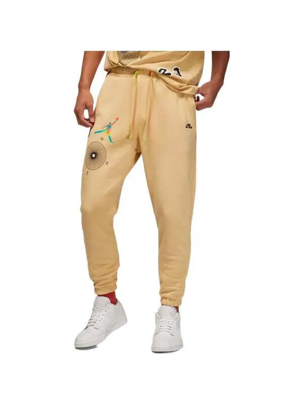 Брюки Air Jordan Word Embroidered Drawstring Casual Joggers/Pants/Trousers Men's Brown — изображение 4 из 4, коричневый