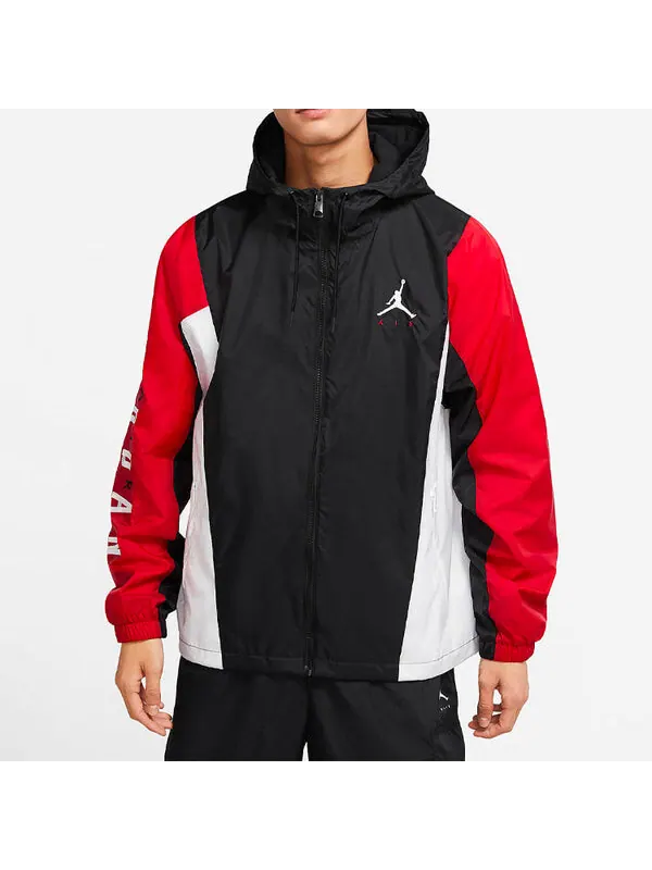 Куртка Men's Air Jordan Windproof Casual Sports Colorblock Hooded Training Logo Woven Jacket Autumn — изображение 4 из 4