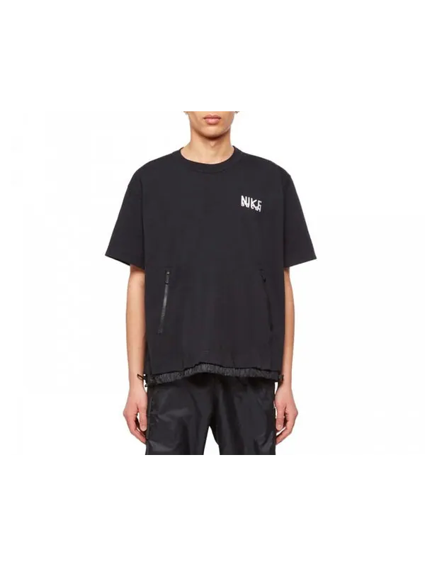 Футболка x sacai logo t-shirt 'black white' Nike — изображение 2 из 4, черный/белый