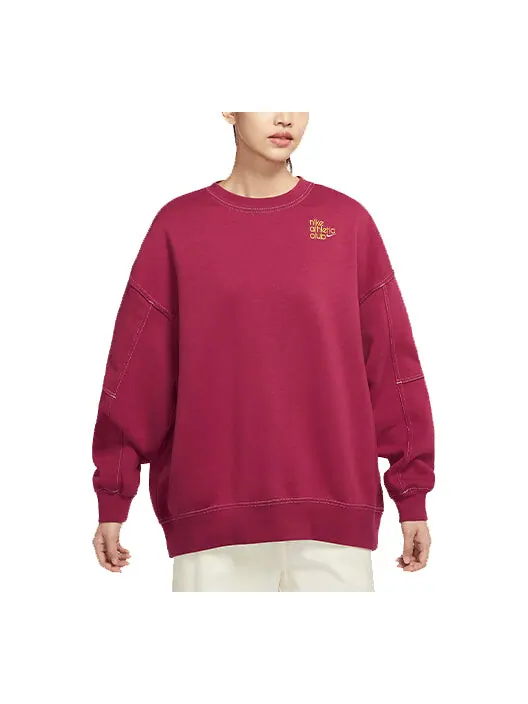Свитер printing fleece sports round neck light brown red hoodie Nike — изображение 1 из 3, бежевый