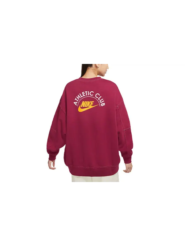 Свитер printing fleece sports round neck light brown red hoodie Nike — изображение 2 из 3, бежевый