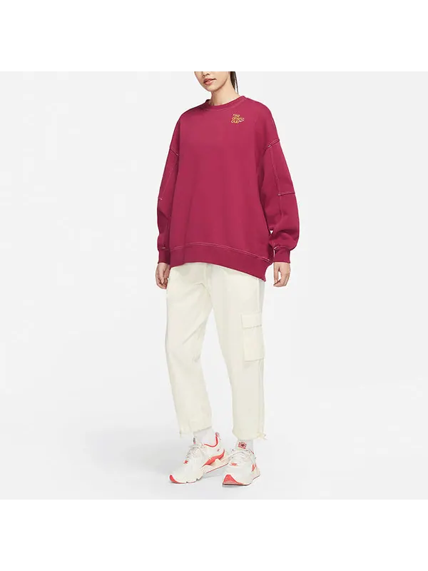 Свитер printing fleece sports round neck light brown red hoodie Nike — изображение 3 из 3, бежевый