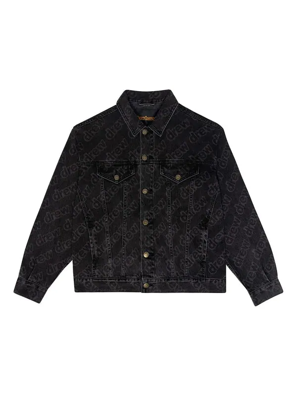 Куртка oversized trucker jacket 'black secret repeat' Drew House — изображение 1 из 2, черный