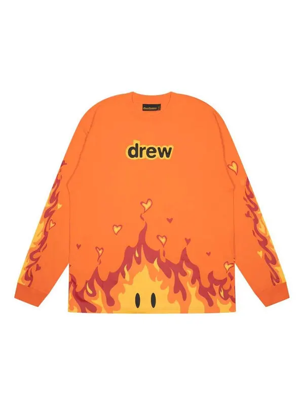 Футболка fire long sleeve t-shirt 'orange' Drew House — изображение 1 из 3, оранжевый