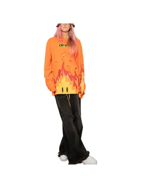 Футболка fire long sleeve t-shirt 'orange' Drew House — изображение 3 из 3, оранжевый