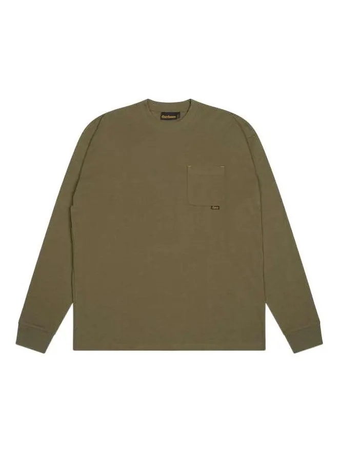 Футболка Drew House Basic Longsleeve Pocket T-shirt 'Midnight Olive' — изображение 1 из 2, оливковый зеленый