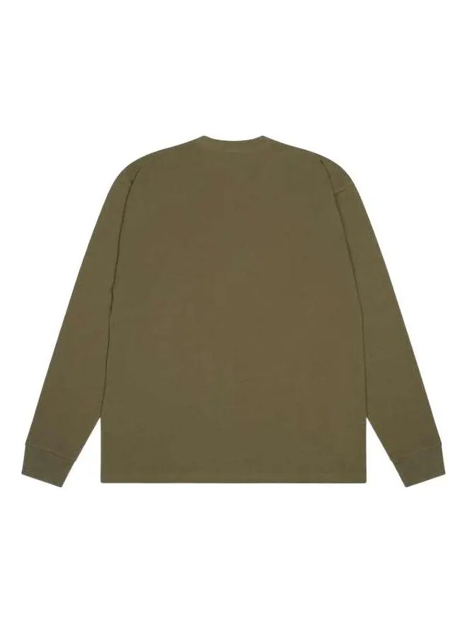Футболка Drew House Basic Longsleeve Pocket T-shirt 'Midnight Olive' — изображение 2 из 2, оливковый зеленый