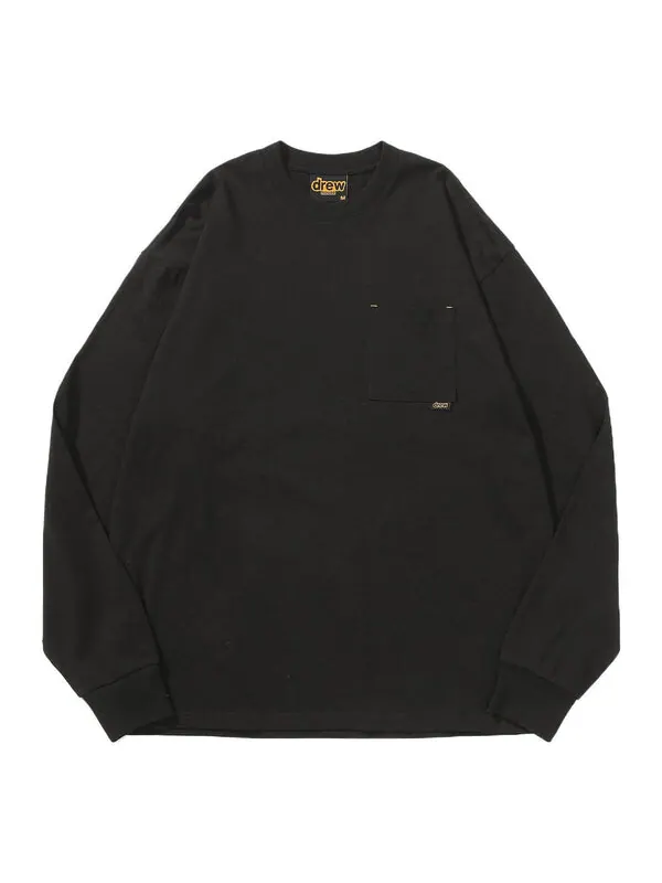 Футболка basic long sleeve pocket t-shirt 'black' Drew House — изображение 1 из 2, черный