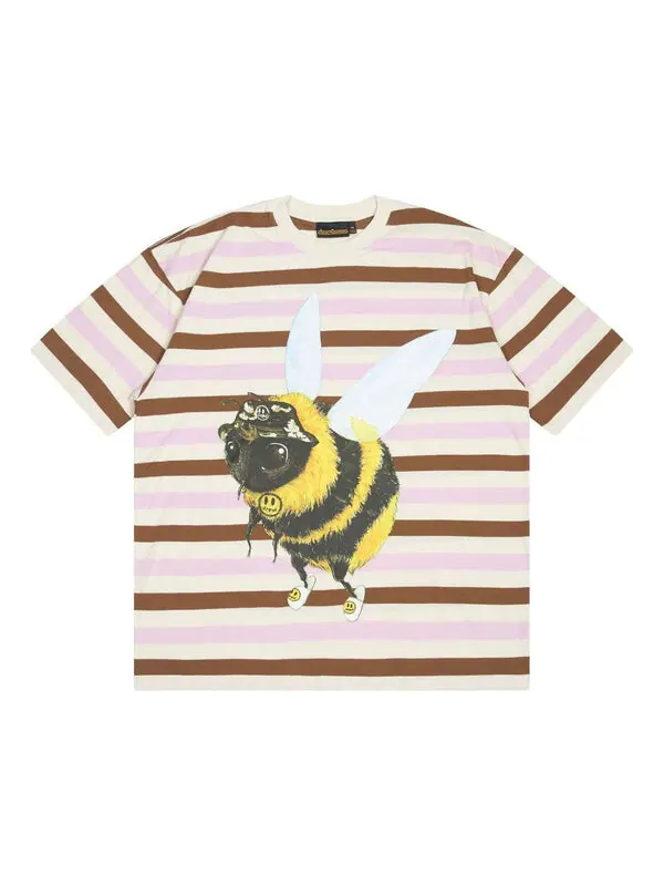 Футболка bizzy t-shirt 'brown stripe' Drew House — изображение 1 из 2, розовый/коричневый