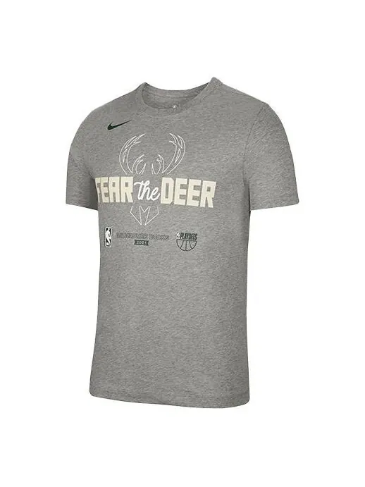 Футболка nba milwaukee bucks логотип печать баскетбол спорт короткий рукав Nike — изображение 1 из 3, серый