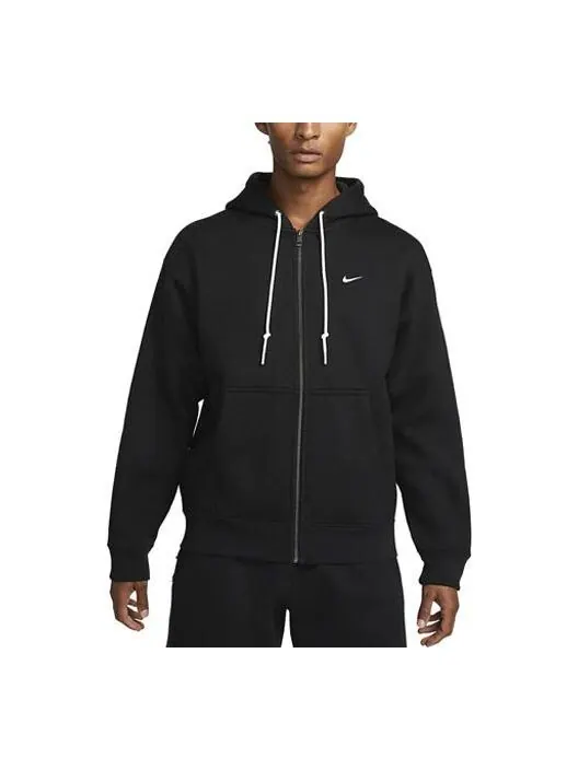 Куртка Nike Solo Swoosh Men's Full-Zip Hoodie 'Black' — изображение 1 из 3, черный/белый