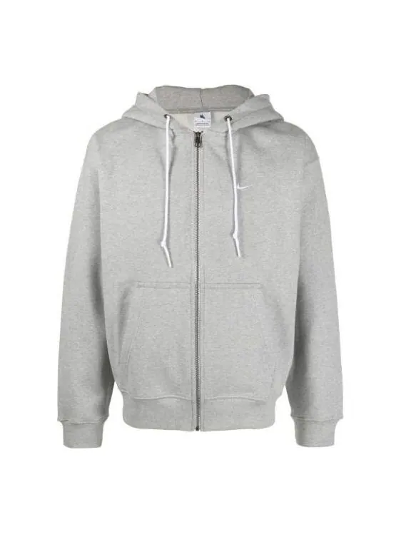 Толстовка Nike Solo Swoosh Full-Zip Hoodie 'Grey Heather & White' — изображение 1 из 3, серый