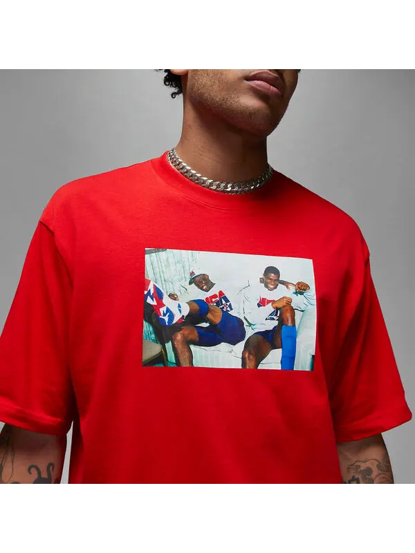 Футболка Air Jordan Graphic T-Shirt 'Red' — изображение 3 из 4, красный/мульти