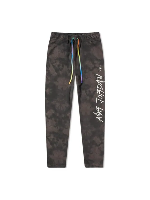 Спортивные штаны Air Jordan Tie Dye Alphabet Lacing Fleece Sports Pants Men's Brown — изображение 1 из 4, черный