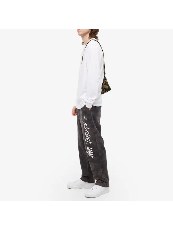 Спортивные штаны Air Jordan Tie Dye Alphabet Lacing Fleece Sports Pants Men's Brown — изображение 4 из 4, черный