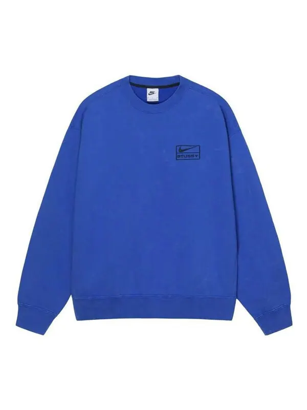 Толстовка Nike Acid Wash Crew Fleece x Stussy 'Blue' — изображение 1 из 4, синий