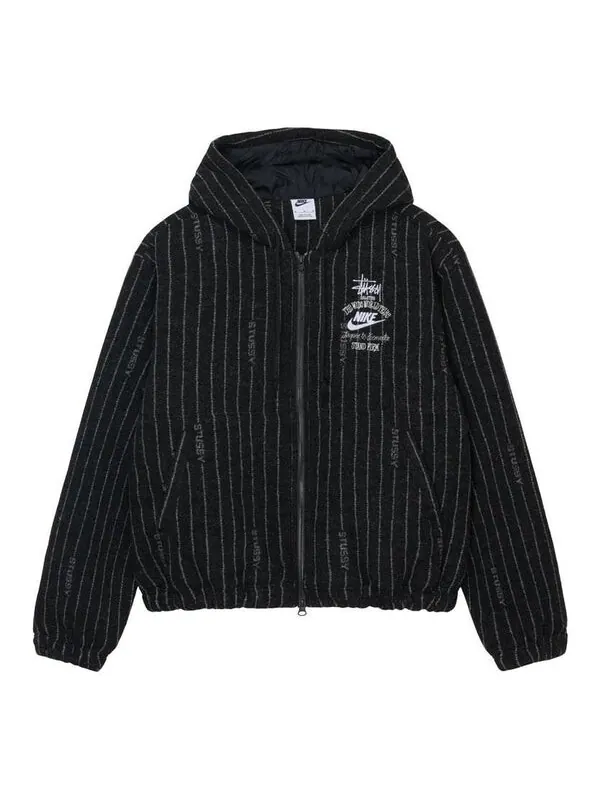 Куртка Nike x Stssy Striped Wool Jacket (Asia Sizing) 'Black' — изображение 1 из 4, черный