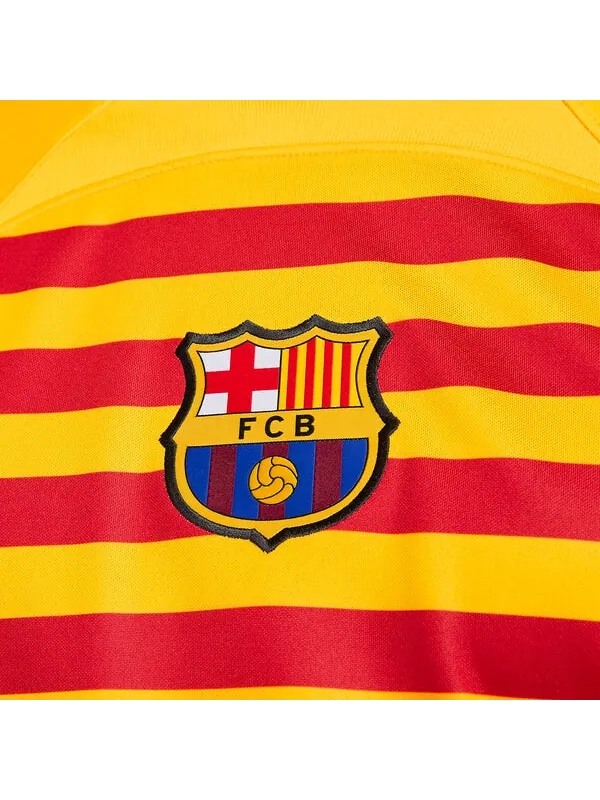 Футболка fc barcelona 23 24 stadium fourth dri fit футбольная майка Nike — изображение 2 из 4, желтый/красный/синий