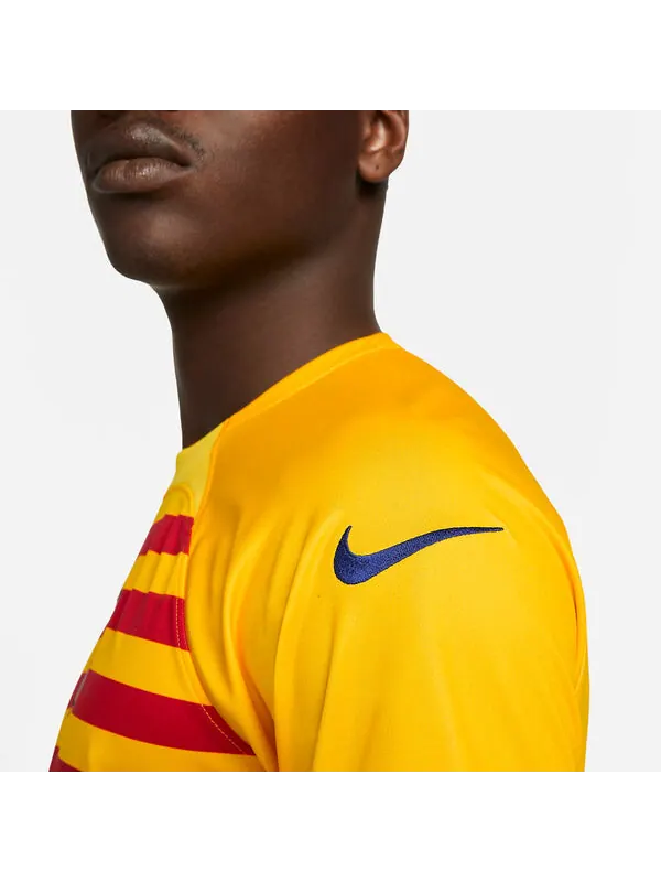 Футболка fc barcelona 23 24 stadium fourth dri fit футбольная майка Nike — изображение 3 из 4, желтый/красный/синий