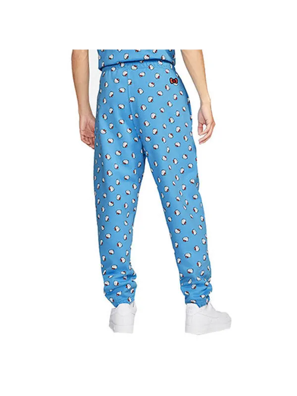 Брюки men's x hello kitty crossover ss22 full print cat straight casual sports pants/trousers/joggers blue Nike, мульти
