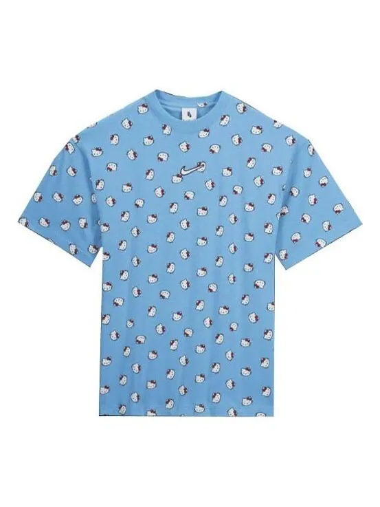 Футболка x hello kitty crossover version funny cartoon pattern round neck short sleeve us edition blue Nike, мульти