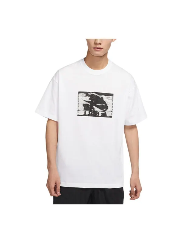 Футболка Men's Nike Alphabet Logo Pattern Printing Round Neck Pullover Short Sleeve White T-Shirt — изображение 1 из 3