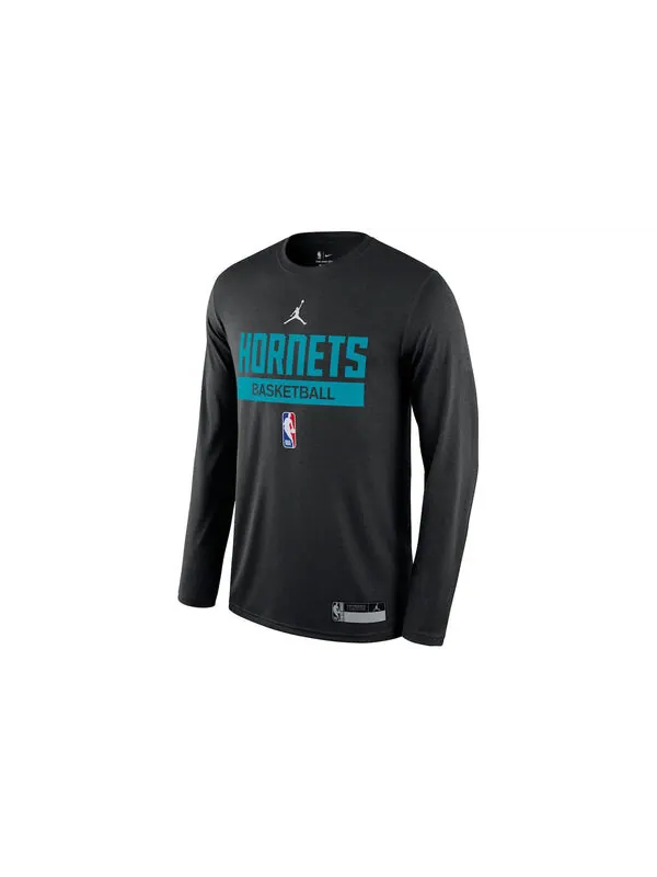 Футболка x nba charlotte hornets 22 23 тренировочная футболка с длинным рукавом Air Jordan — изображение 2 из 3, черный