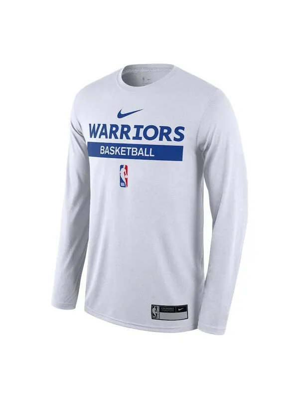 Футболка Nike Golden State Warriors Practice Long Sleeve T-Shirt 'White' — изображение 1 из 2, белый/золотистый/мульти